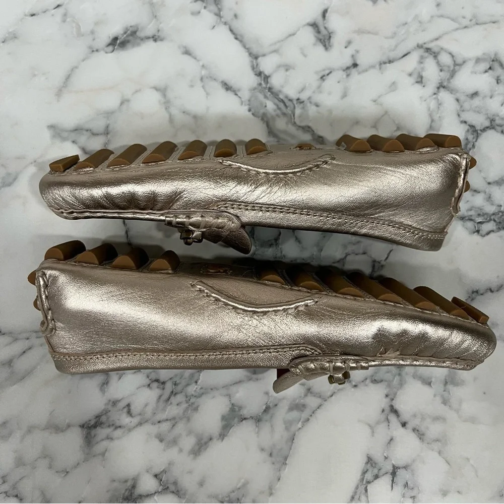 COACH Crosby driver loafers metallic flats equestrian preppy old money size 5 B
